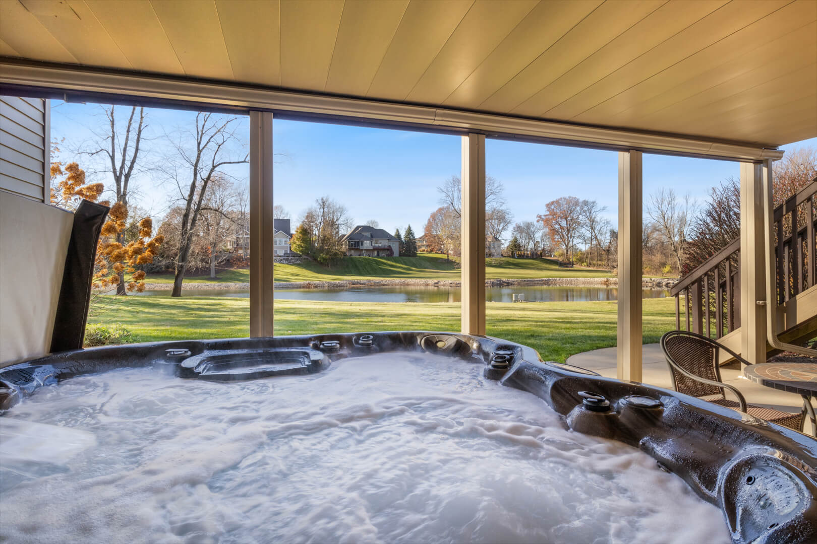 Interior photo of a kitchen with stainless steel appliances
